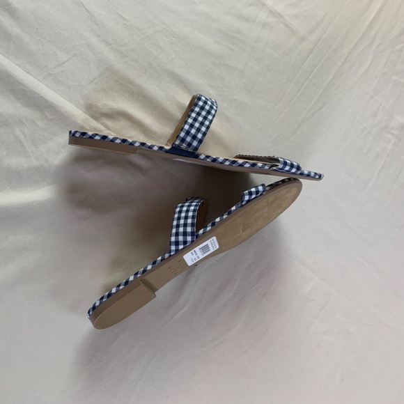 Alex + Alex blue gingham plaid check two strap flats sandals size 10M new - Picture 4 of 4